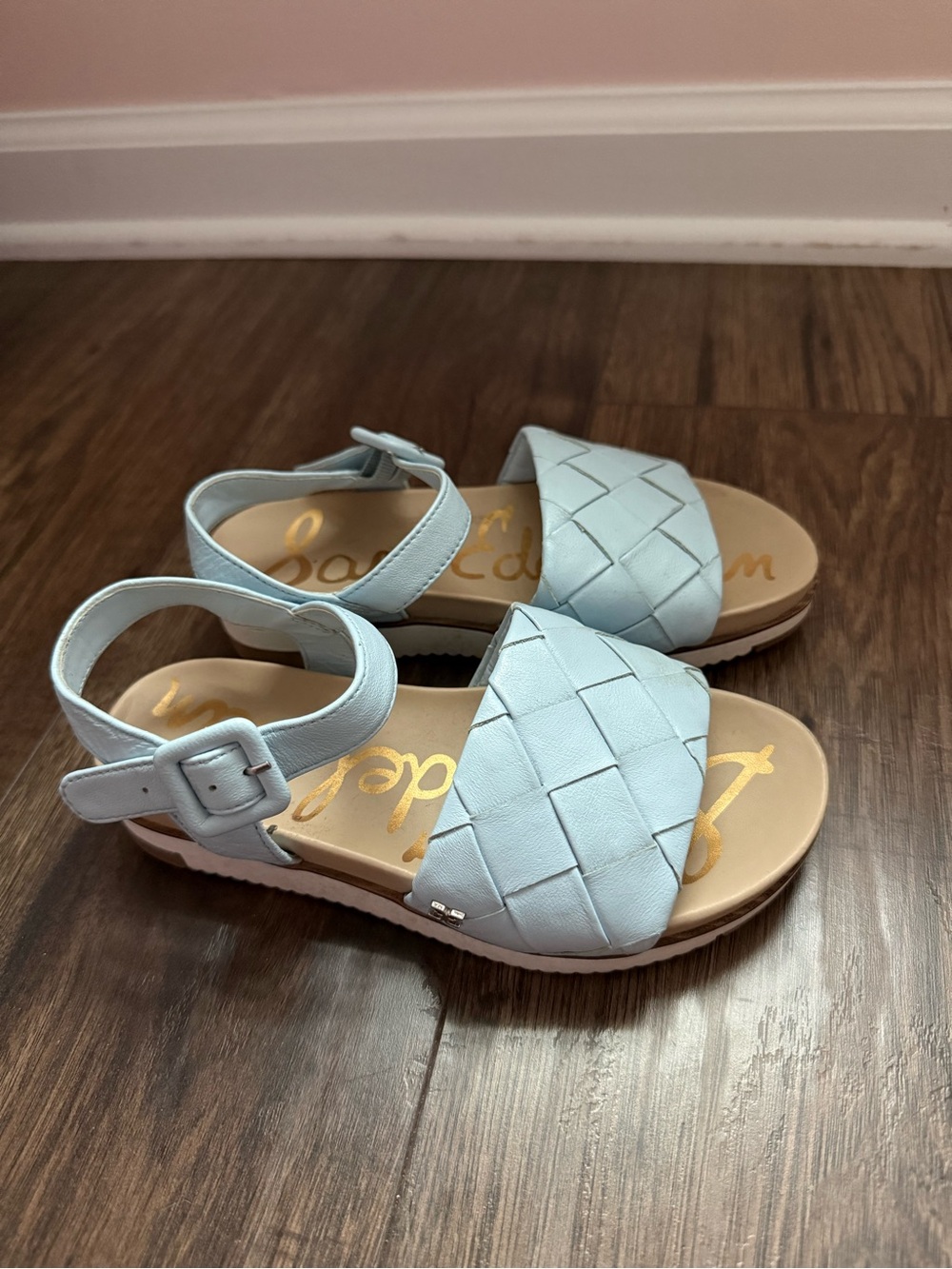 Sam Edelman Light Blue Woven Front Strap Kids Sandals